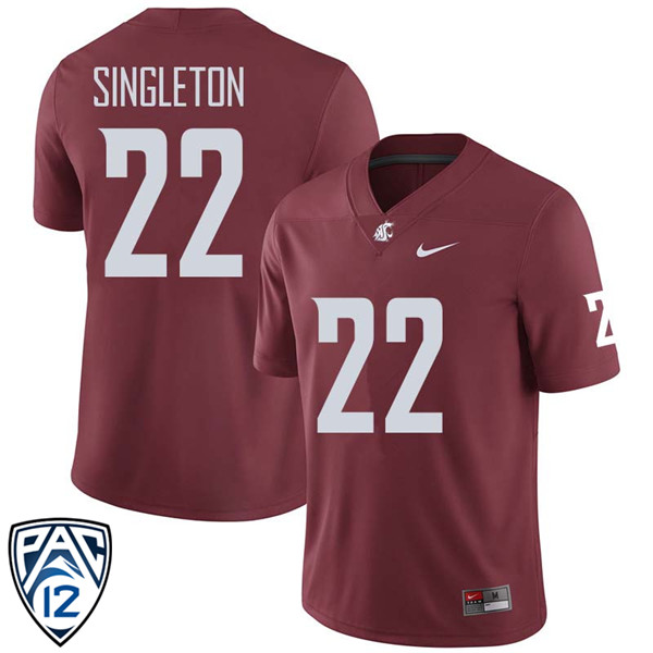 Men #22 Deion Singleton Washington State Cougars College Football Jerseys Sale-Crimson - Click Image to Close